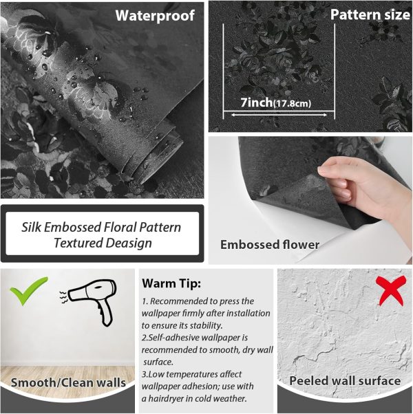 Lativo Black Self Adhesive Wallpaper Vinyl Space Design-5