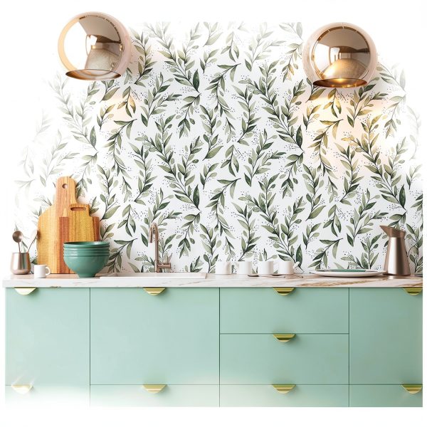 Livebor Leaf Peel Stick Wallpaper Green Vinyl Self Adhesive-2