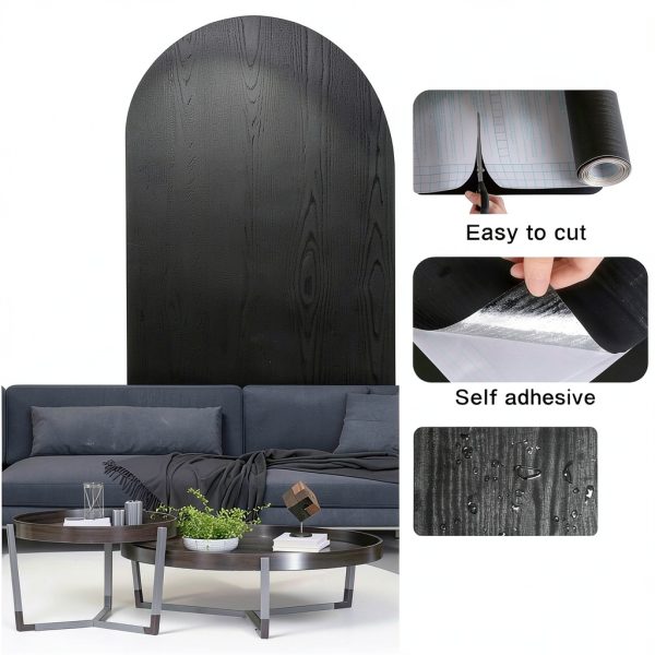 Vinjiasin Black Wood Grain Wallpaper Peel Stick Waterproof-1
