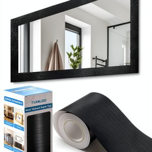 TIANLDD Black Self Adhesive Wallpaper Border Wood Grain-0