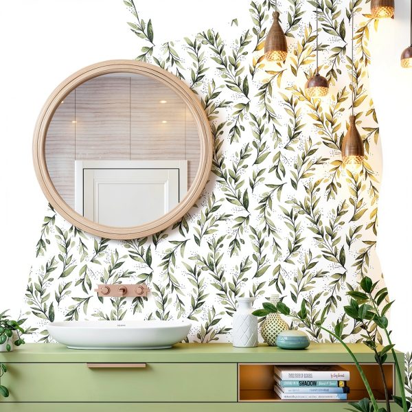 Livebor Leaf Peel Stick Wallpaper Green Vinyl Self Adhesive-6