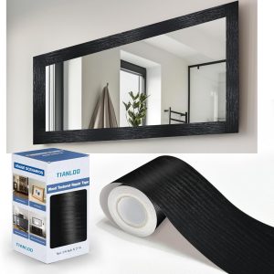 TIANLDD Black Wood Grain Self Adhesive Wallpaper Border-0