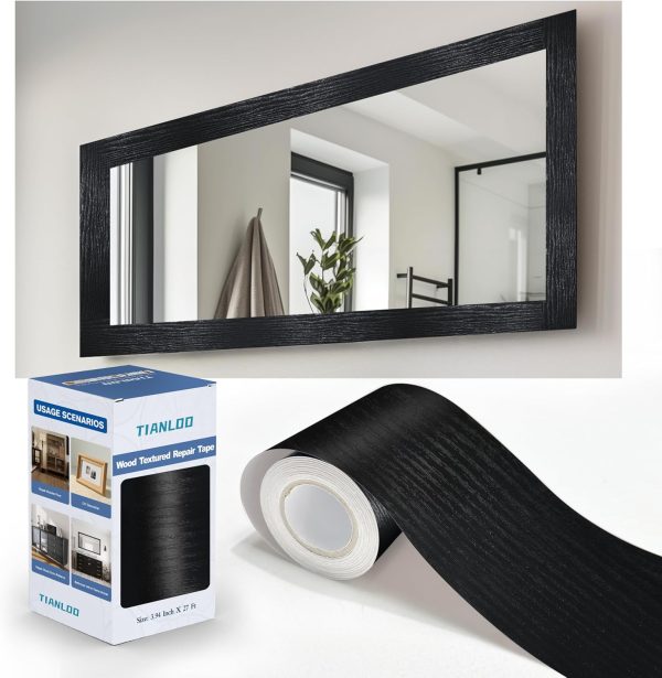 TIANLDD Black Wood Grain Self Adhesive Wallpaper Border-0