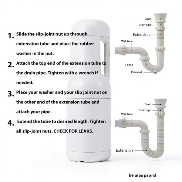 MADOL 1-1/2" Faucet Extension Tube 15" Flexible Connector White-3