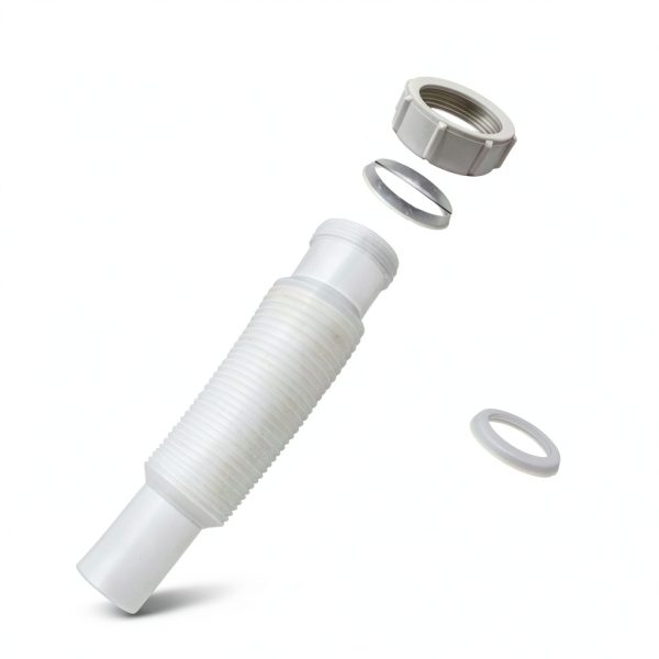 MADOL 1-1/2" Faucet Extension Tube 15" Flexible Connector White-1