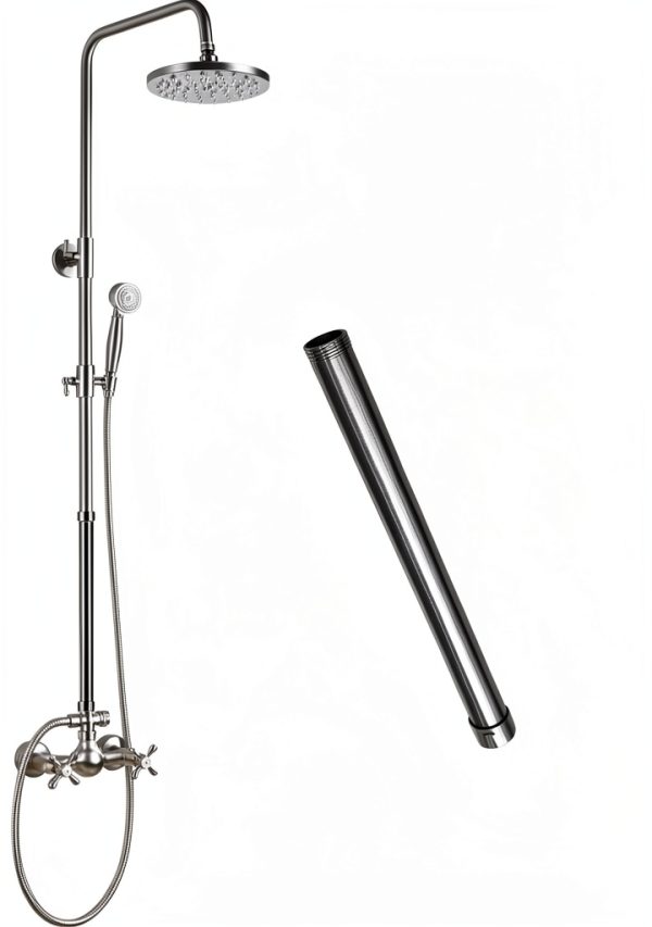 Gotonovo Brass Shower Faucet Extension Tube 12‑Inch Brushed Nickel-4