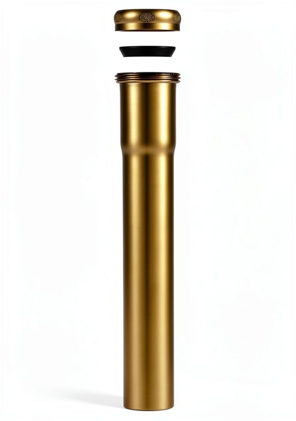 Fipoque 8 Inch Brass Slip Joint Extension Tube 18 Gauge Brushed Gold-5