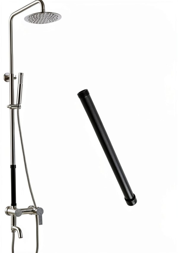 Gotonovo Matte Black Shower Faucet Extension Tube 12 Inch Brass Bar-3